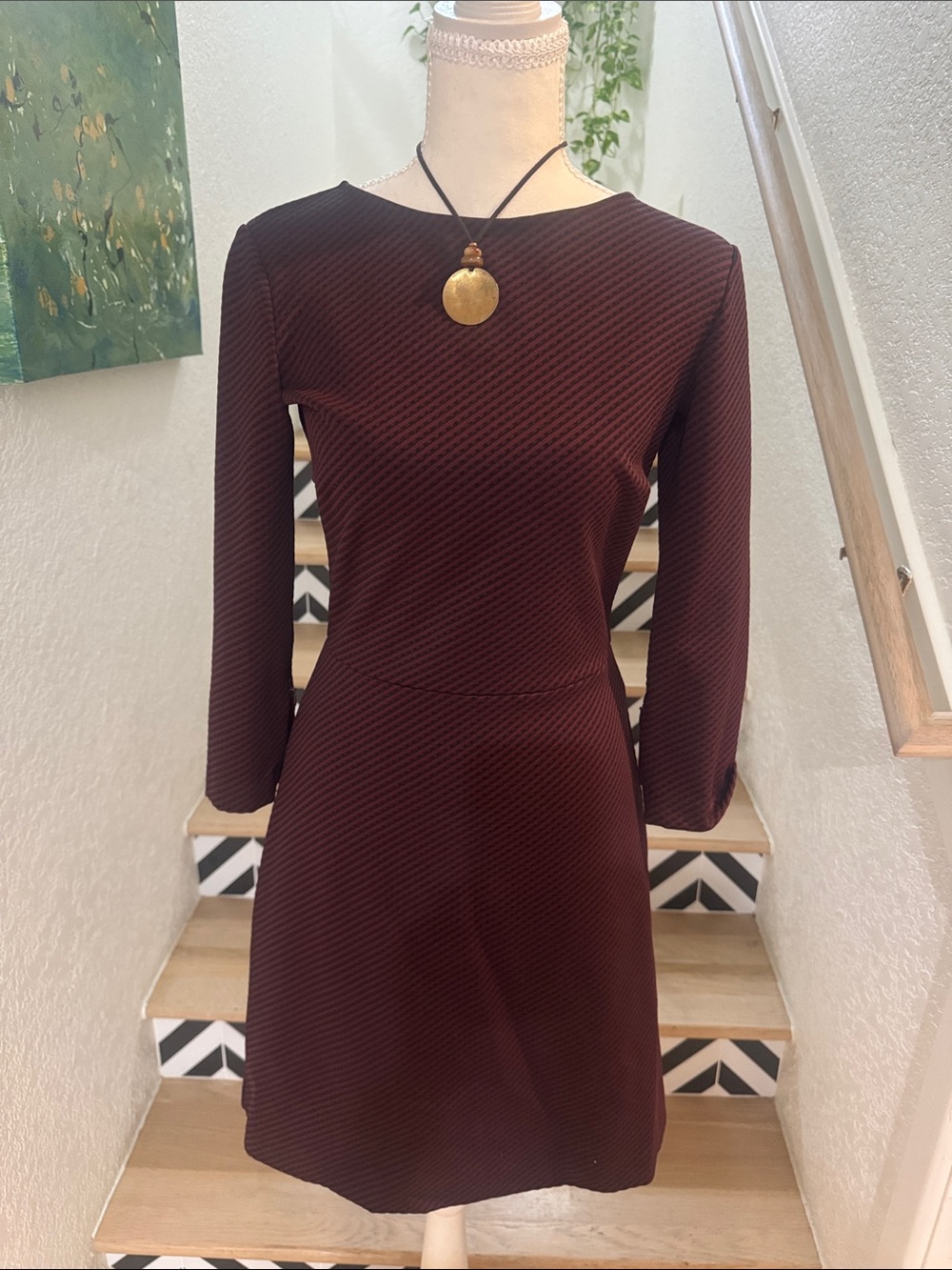 Theory Women's Long Sleeve Dress in Burgundy Size 2 Office Dress